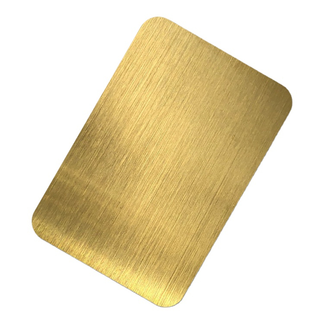 Decorative Stainless Steel Sheet with Hairline Surface and Pvd Gold Coating in 201 304 316 430 Grade Stainless Steel Sheet